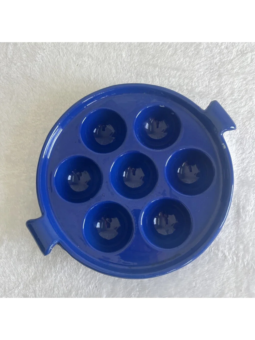 RARE VINTAGE MCM! Copco Denmark Blue Enamel Michael Lax Aebleskiver Pan